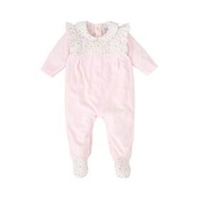 Babidu Pink Floral Top Ruff Footie