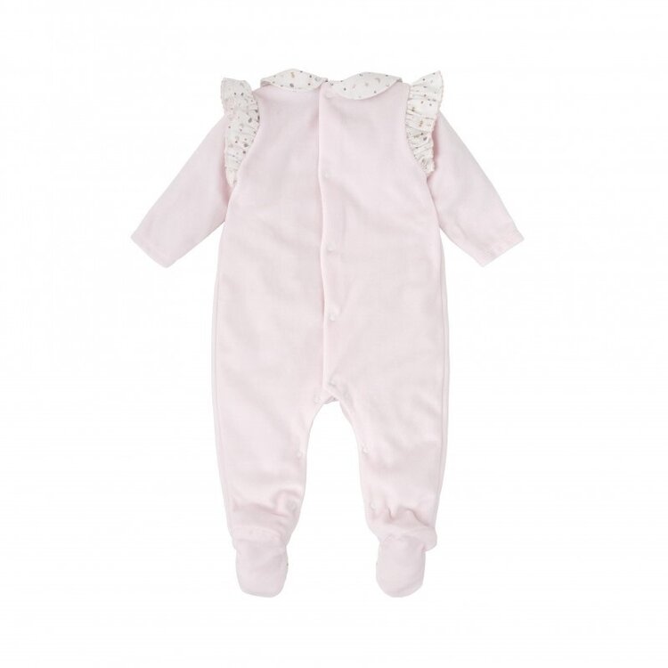 Babidu Pink Floral Top Ruff Footie