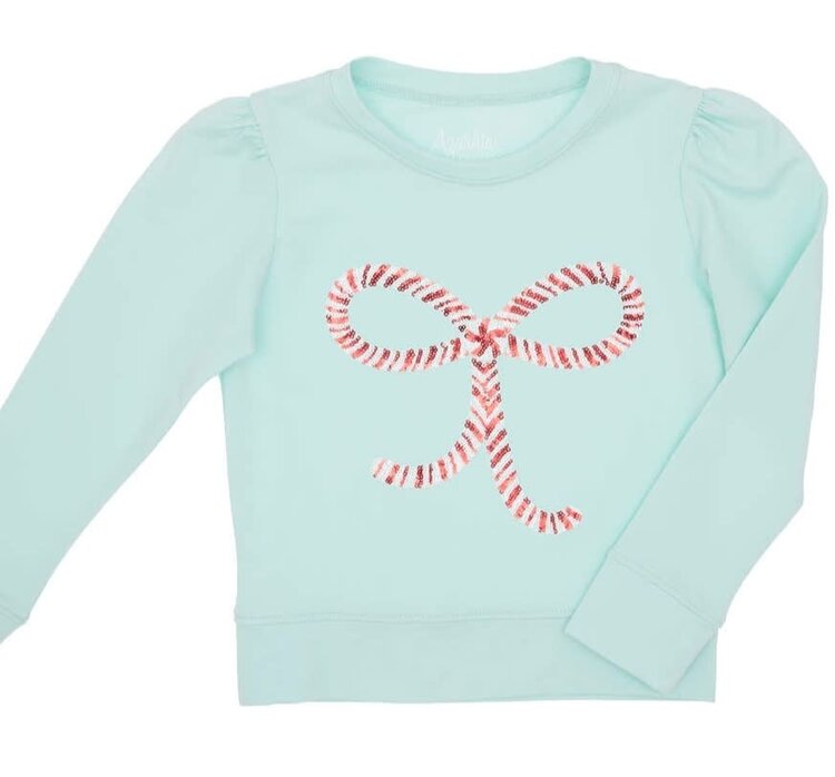 Azarhia Mint Sequin Candy Cane Bow Top