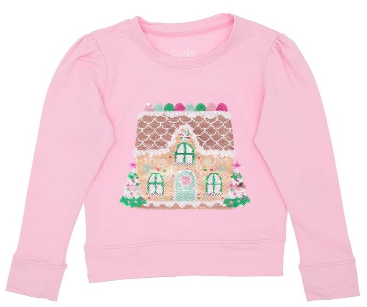 Azarhia Pink Sequin Gingerbread House Top