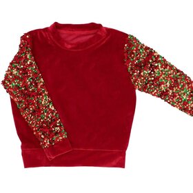 Azarhia Red Velvet Christmas Sequin Sleeve Top