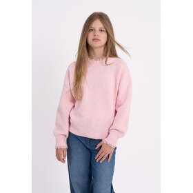 Molly Bracken Lace Trimmed Pink Sweater