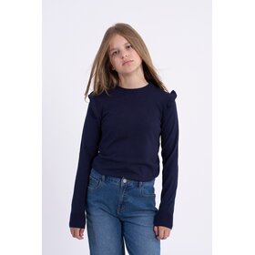 Molly Bracken Navy Ruffle Shoulder Sweater