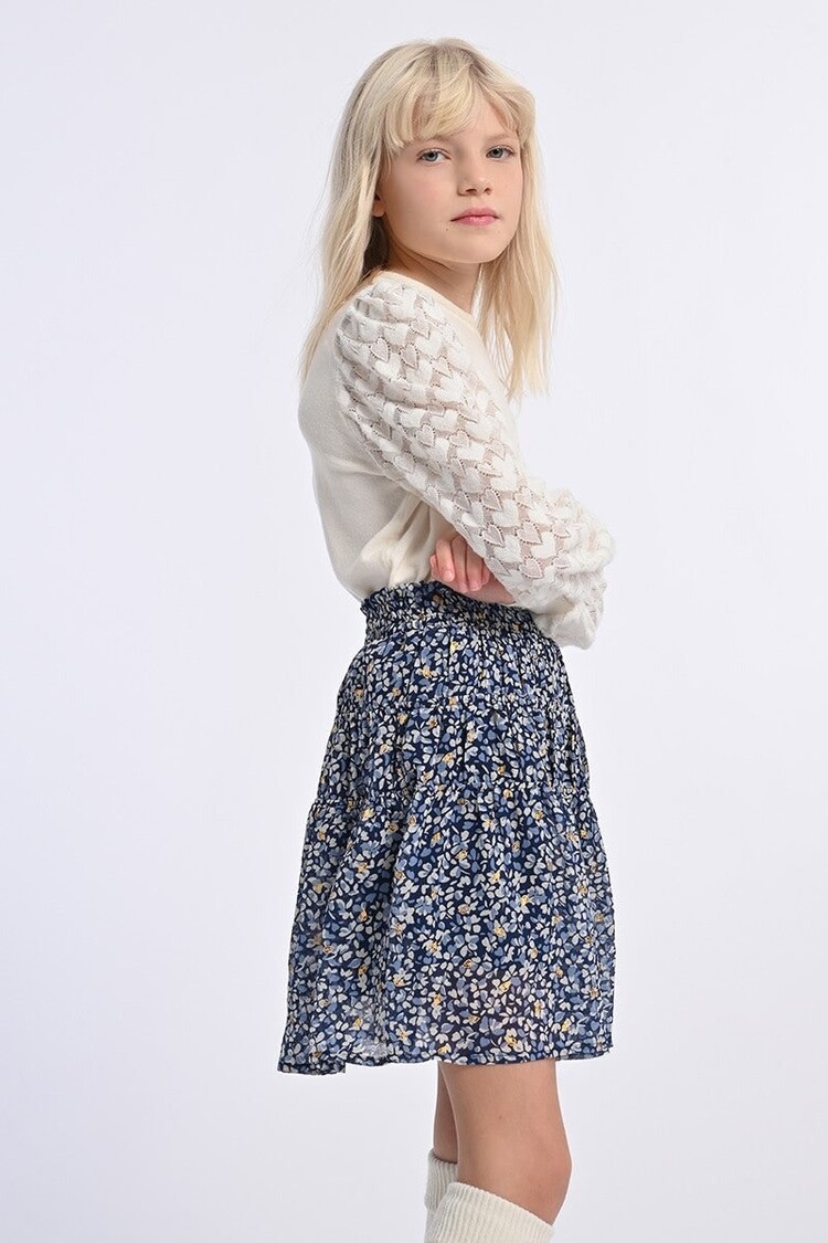 Molly Bracken Blue Nora Floral Print Skirt