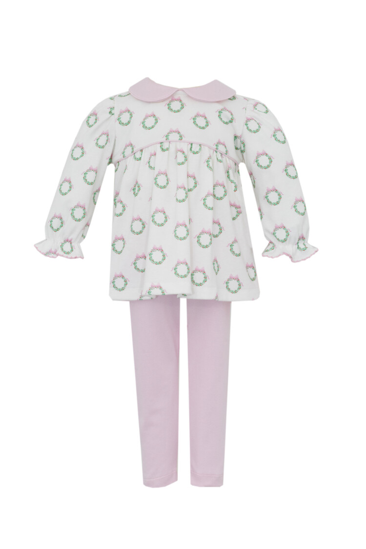 Petit Bebe Pink Wreaths Tunic Set
