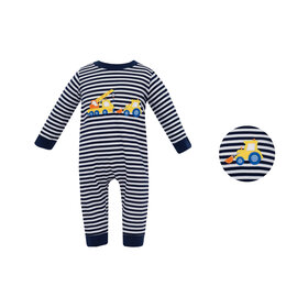 Claire & Charlie Navy Blue Striped Crane Romper