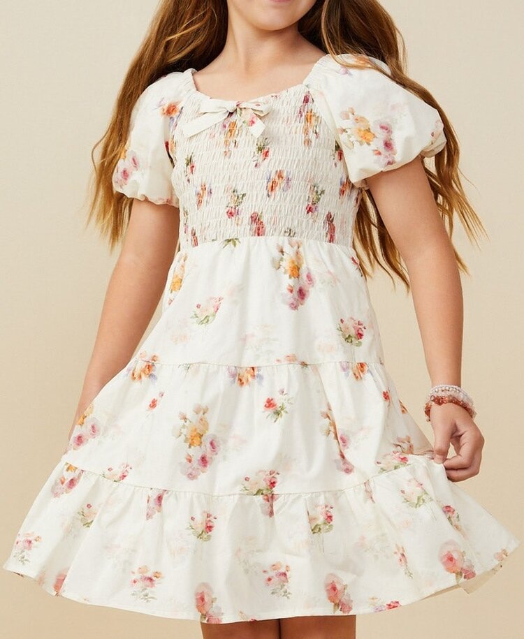 Hayden Girl Cream Smocked Floral Dress
