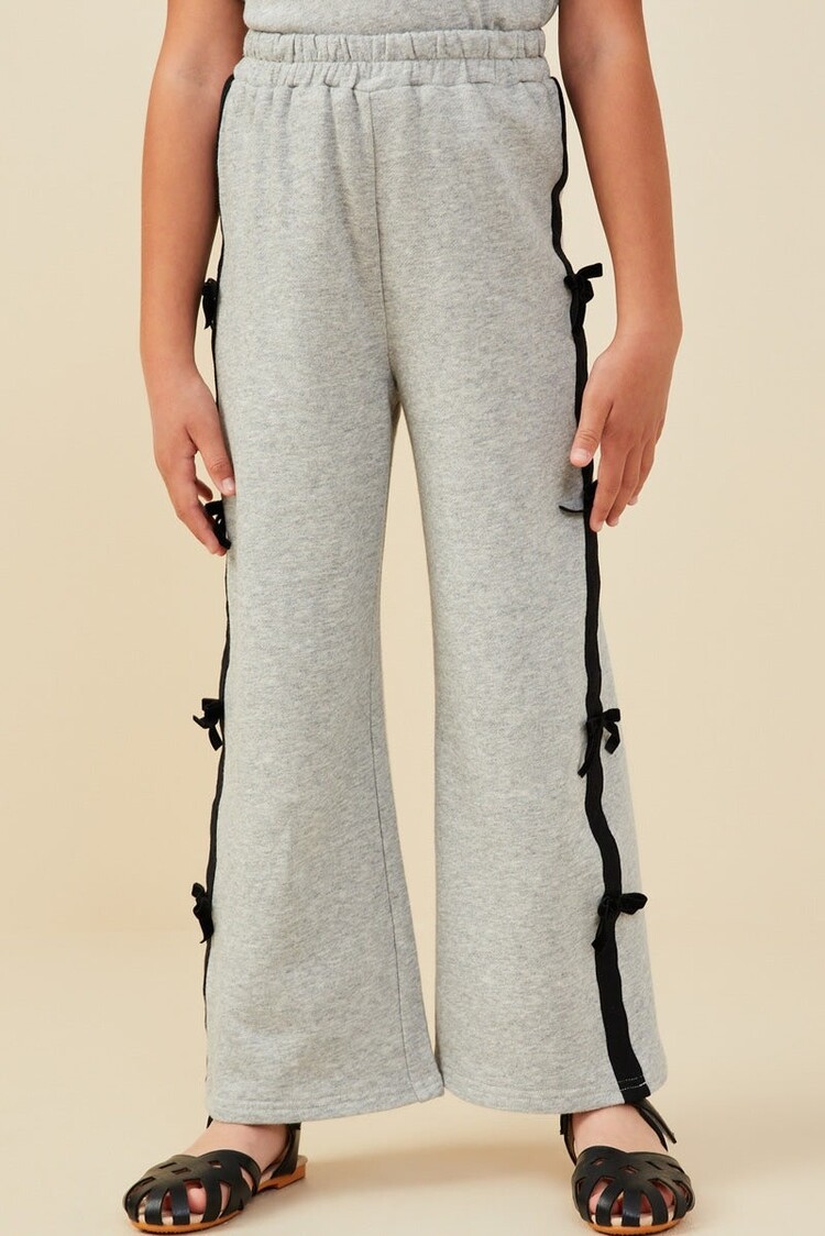 Hayden Girl Grey Bow Trim Terry Joggers