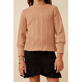 Hayden Girl Ivory Long Cuff Pullover Top