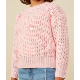 Hayden Girl Pink Sweater w/Bows