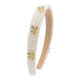 Bari Lynn Pearl Heaband With Charm