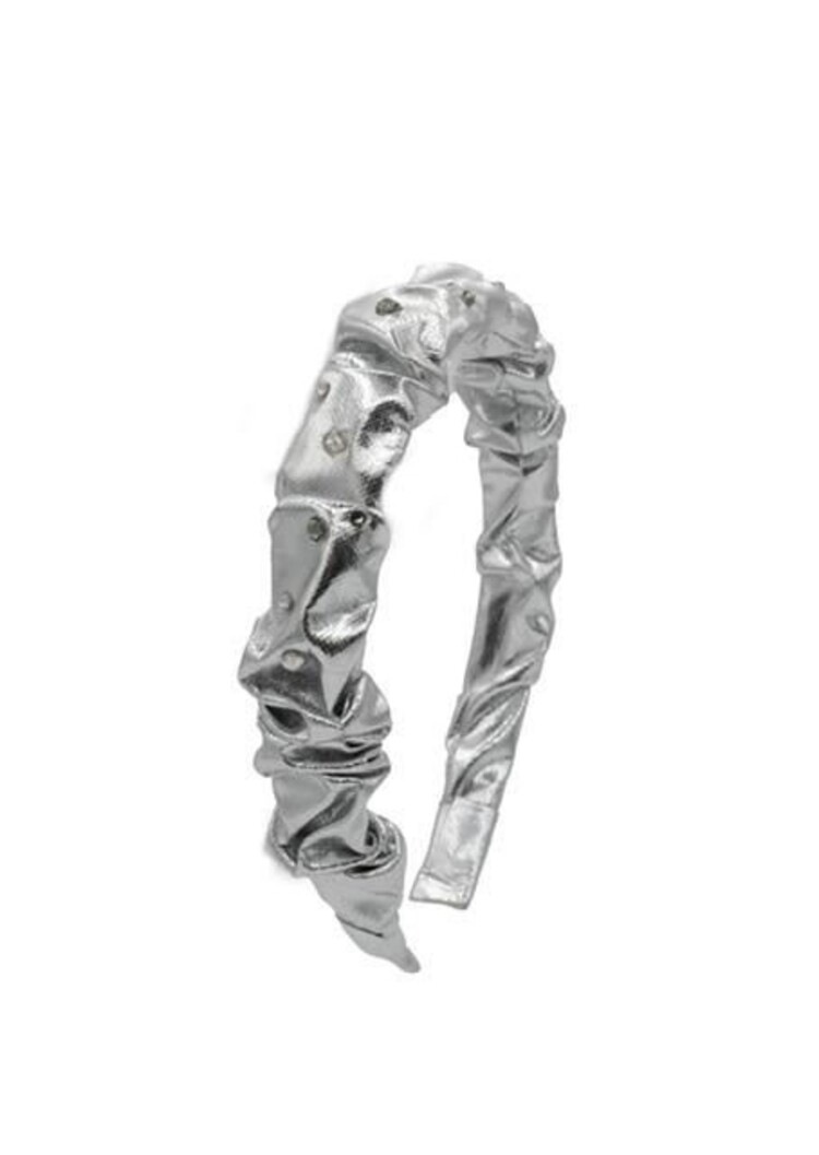 Bari Lynn Crystal Leather Crinkle Headband