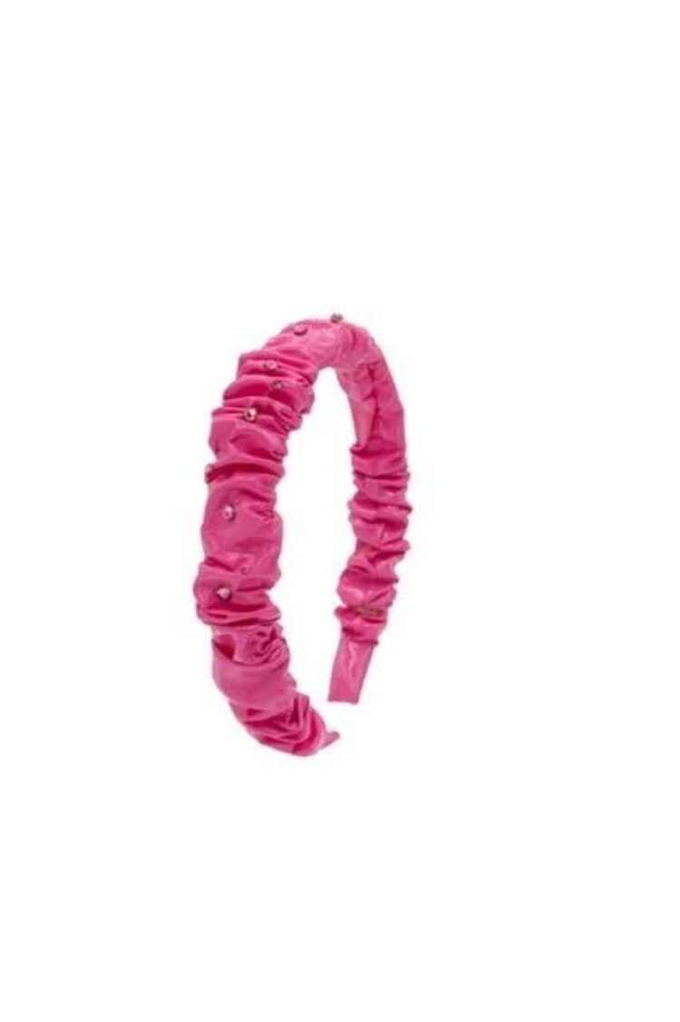 Bari Lynn Crystal Leather Crinkle Headband