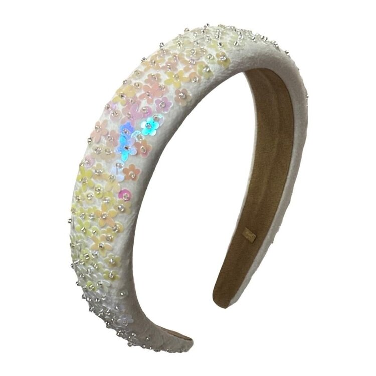 Bari Lynn Flower Sequin Velvet Headband