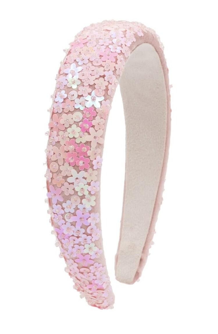 Bari Lynn Flower Sequin Velvet Headband