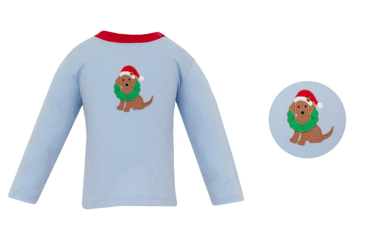 Claire & Charlie Holiday Puppy w/Wreath Shirt