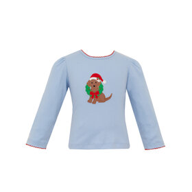 Claire & Charlie Holiday Puppy w/Wreath Girls Shirt