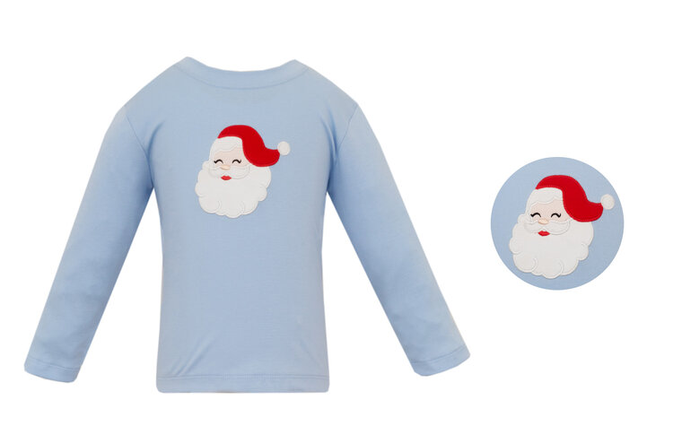 Claire & Charlie Blue Santa LS Shirt