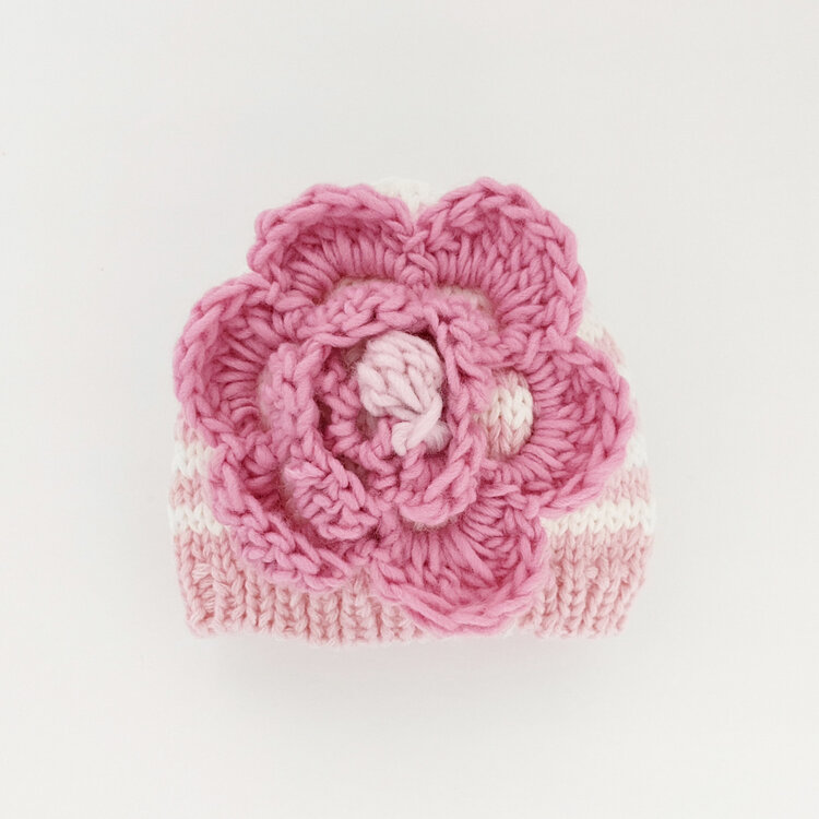 Huggalugs Parfait Pink Flower Beanie