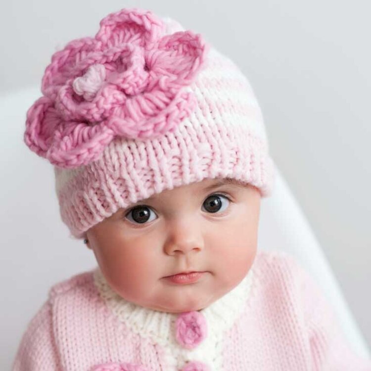 Huggalugs Parfait Pink Flower Beanie