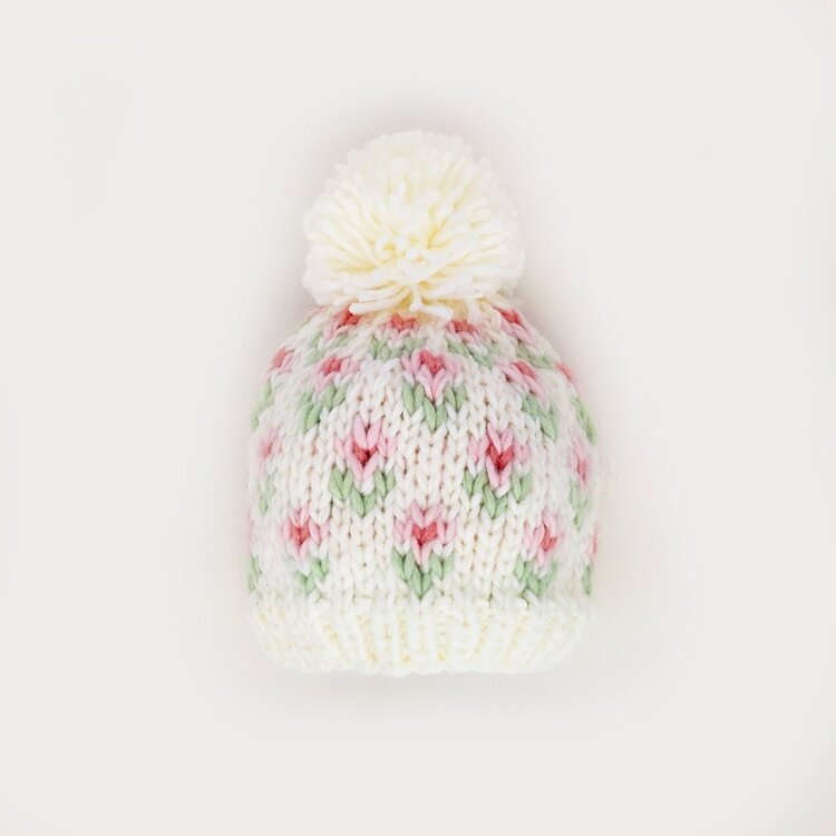 Huggalugs Bitty Blooms Blush Beanie Hat