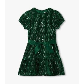 green sequins velvet dress