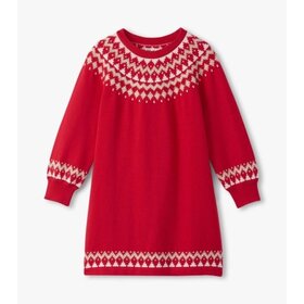 holiday fair isle swing sweater dress