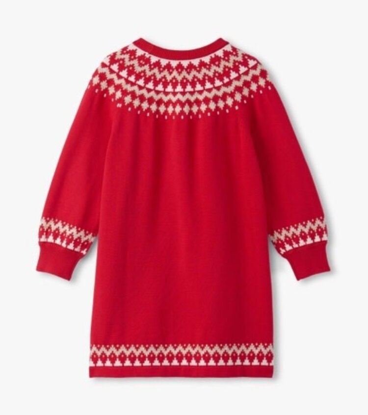 holiday fair isle swing sweater dress