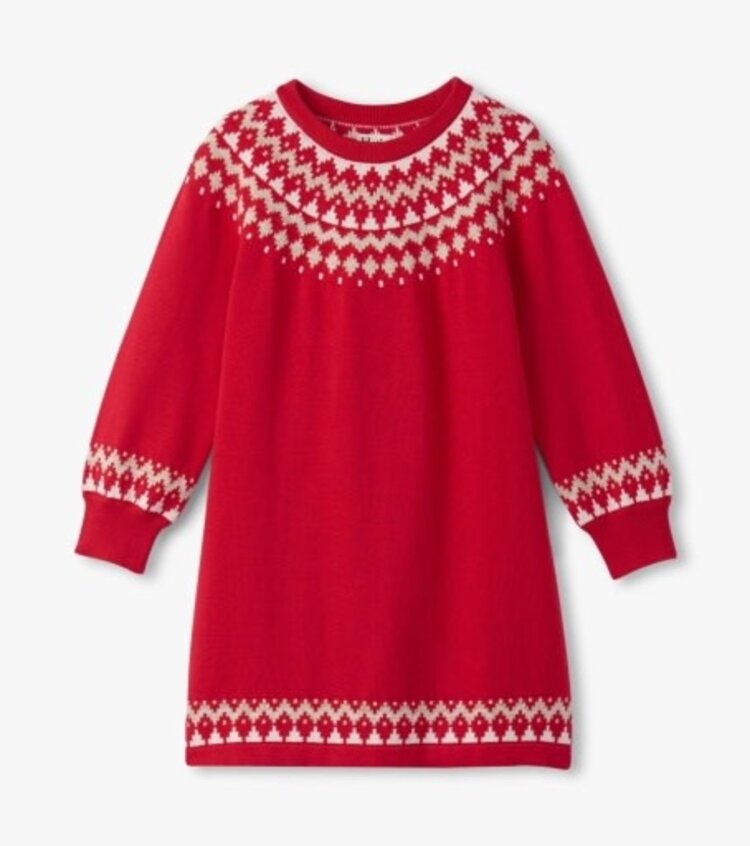 holiday fair isle swing sweater dress