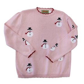 Luigi Kids Pink Snowman Sweater