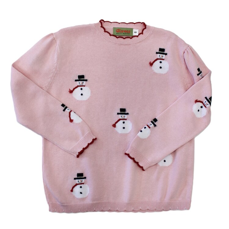 Luigi Kids Pink Snowman Sweater