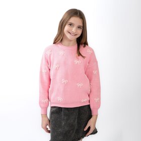 Tweenstyle Pink Pearl Bow Sweater