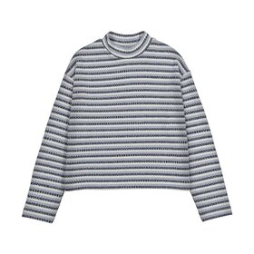 Mayoral Petroleum Striped Mock Neck Sweater