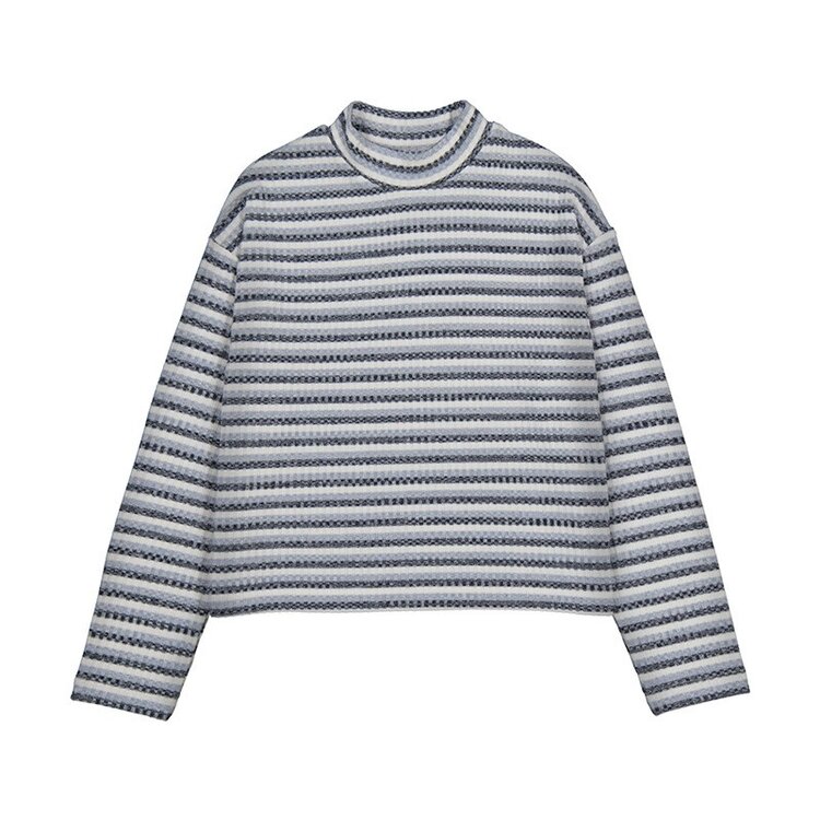 Mayoral Petroleum Striped Mock Neck Sweater