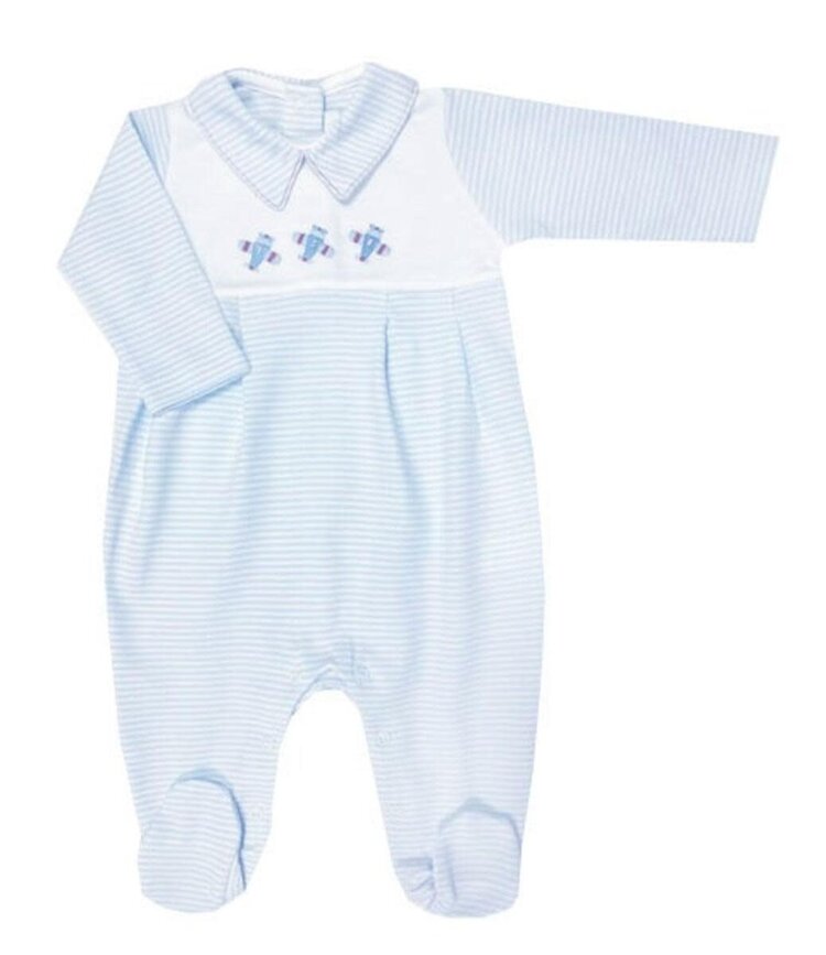 Baby Threads LT Blue Airplane Footie