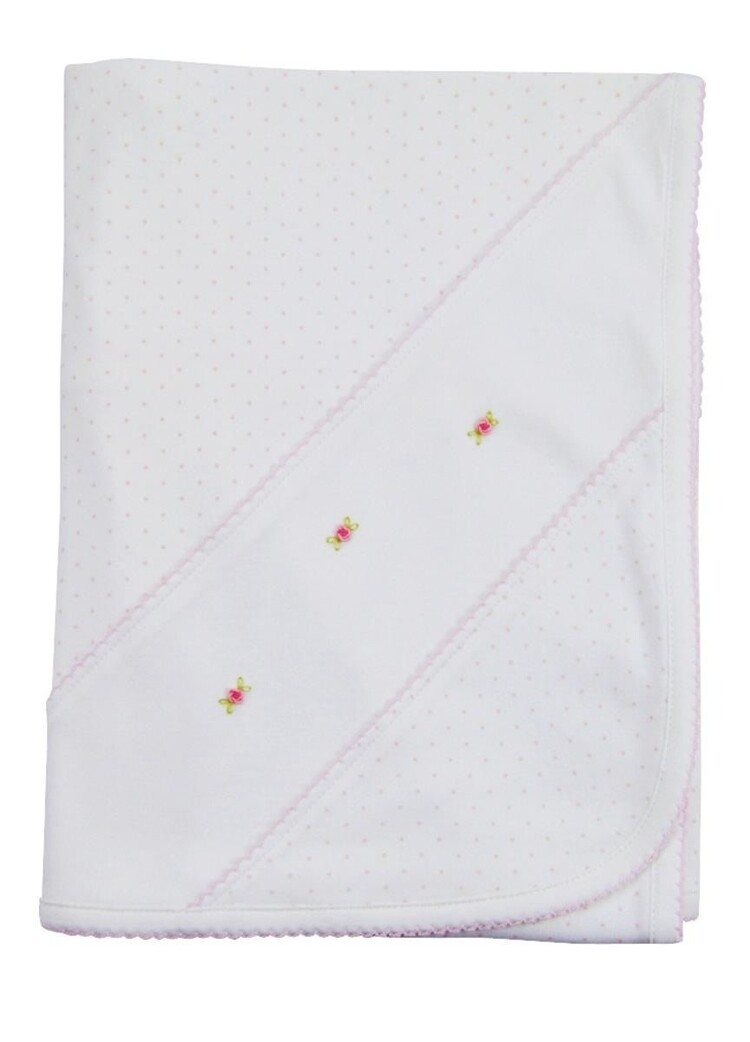 Baby Threads Pink Dot w/Flower Emb Peggy Blanket