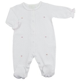 Baby Threads Pink Dot w/Flower Emb Peggy Footie