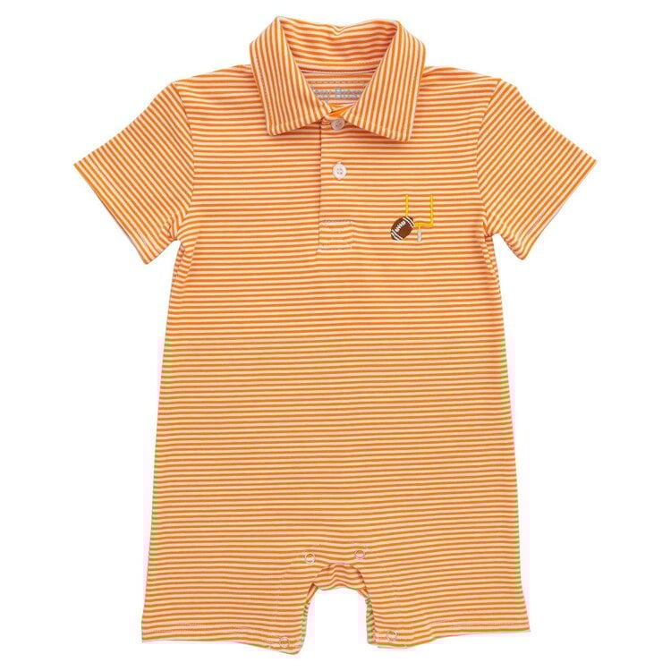 Itsy Bitsy Orange Game Day Polo Romper
