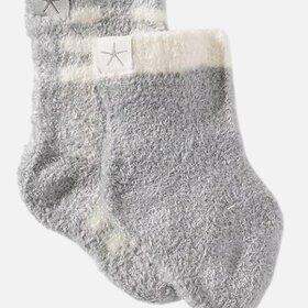 Barefoot Dreams Moonbeam Cream Baby Plaid Sock Set