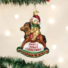 Baby's First Rocking Horse Glass Ornament