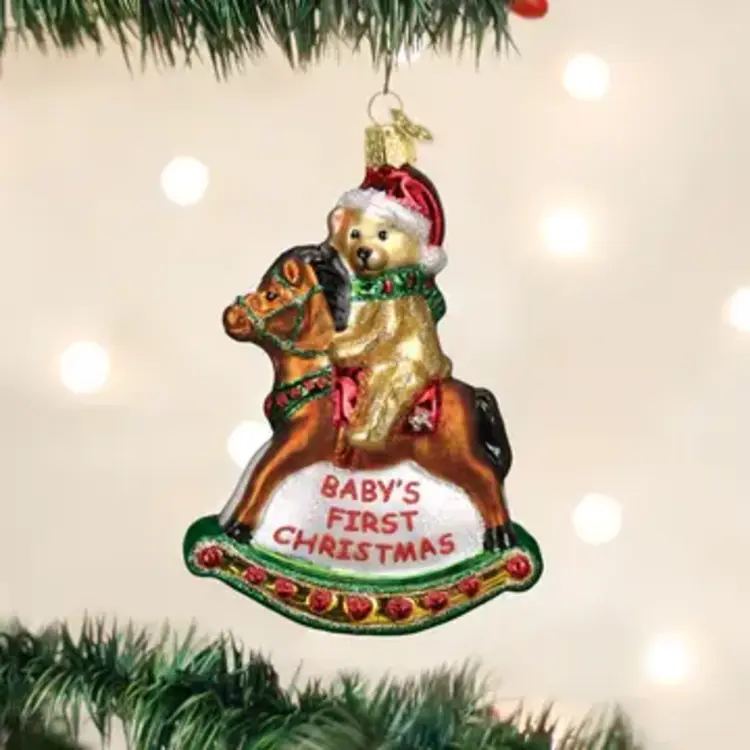 Baby's First Rocking Horse Glass Ornament