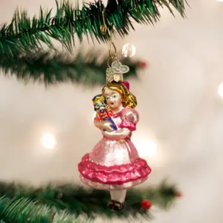 Clara W/Nutcracker Glass Ornament
