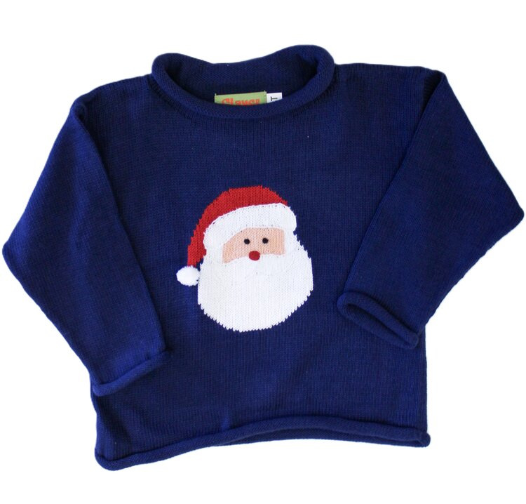 Luigi Kids Navy Santa Sweater