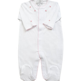 Proper Peony White W/ Pink Stitch Footie