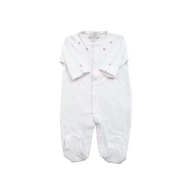 Proper Peony White W/ Pink Stitch Footie