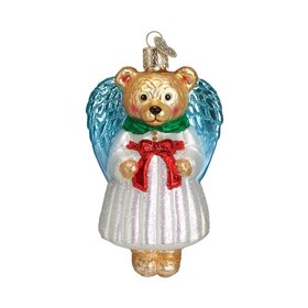 Angel Bear Glass Ornament