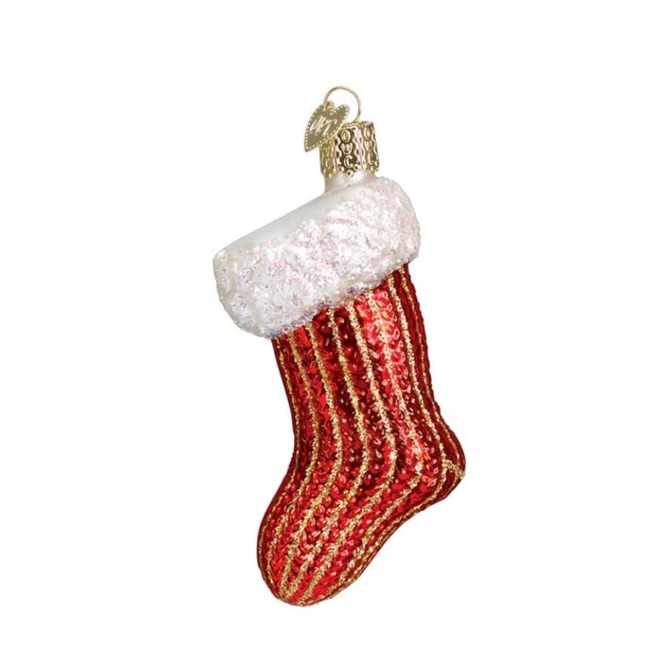 Red Stocking Glass Ornament