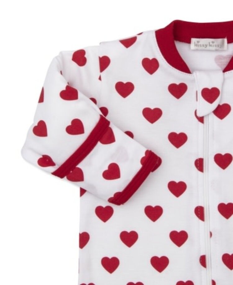 Kissy Kissy Red Heart Zip Footie