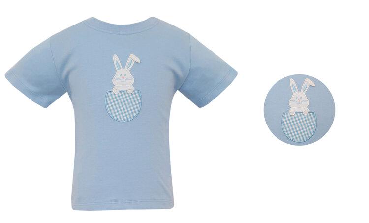 Claire & Charlie Blue Bunny in Egg Shirt