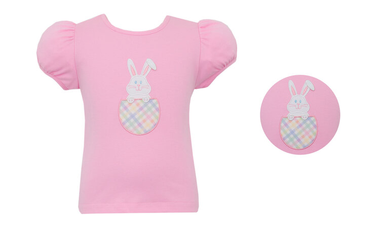 Claire & Charlie Pink Bunny in Egg Shirt